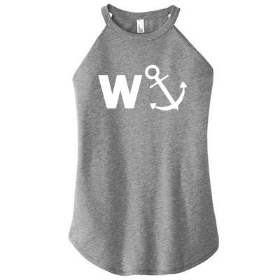 W Anchor Funny Pub Joke Women’s Perfect Tri Rocker Tank