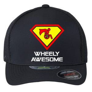 Wheely Awesome Funny Super Disabled Handicapped Wheelchair Flexfit Unipanel Trucker Cap