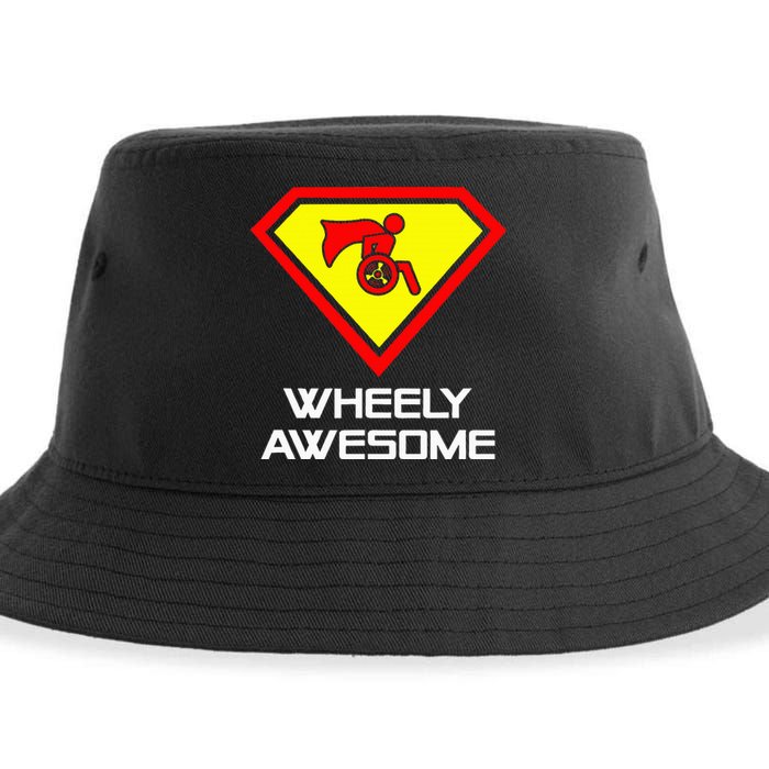 Wheely Awesome Funny Super Disabled Handicapped Wheelchair Sustainable Bucket Hat