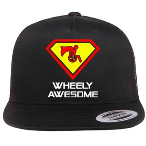 Wheely Awesome Funny Super Disabled Handicapped Wheelchair Flat Bill Trucker Hat