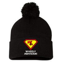 Wheely Awesome Funny Super Disabled Handicapped Wheelchair Pom Pom 12in Knit Beanie