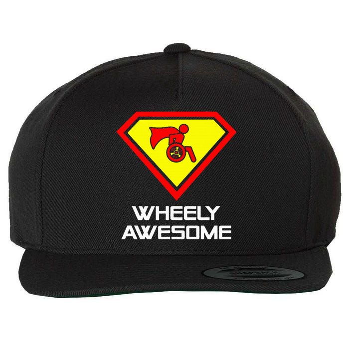 Wheely Awesome Funny Super Disabled Handicapped Wheelchair Wool Snapback Cap