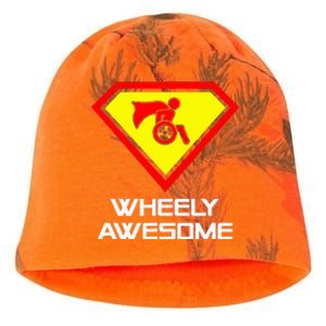 Wheely Awesome Funny Super Disabled Handicapped Wheelchair Kati - Camo Knit Beanie