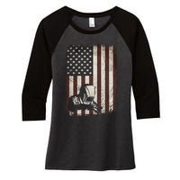 Welder American Flag Vintage Weld Welding Helmet Funny Gift Men Meaningful Gift Women's Tri-Blend 3/4-Sleeve Raglan Shirt