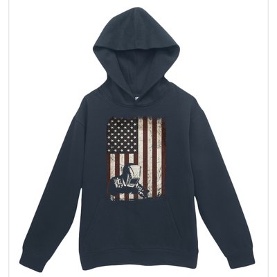 Welder American Flag Vintage Weld Welding Helmet Funny Gift Men Meaningful Gift Urban Pullover Hoodie