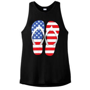 Womens American Flag Flip Flops Comfortable Slippers Flip Flops Ladies PosiCharge Tri-Blend Wicking Tank