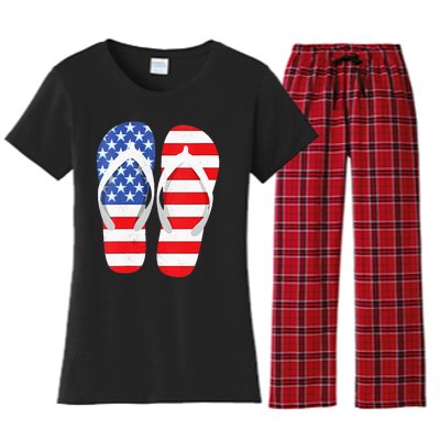 Womens American Flag Flip Flops Comfortable Slippers Flip Flops Women's Flannel Pajama Set