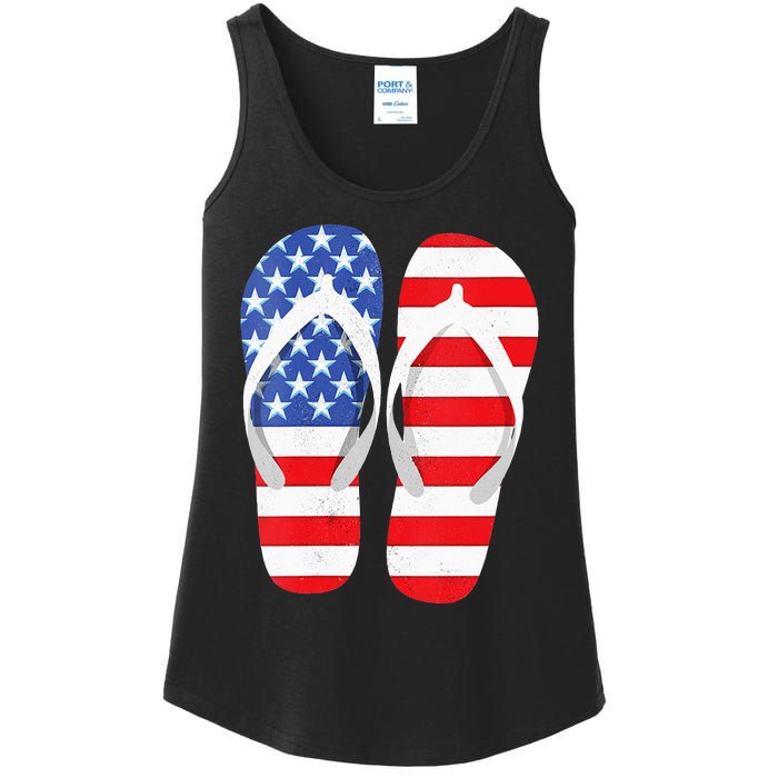 Womens American Flag Flip Flops Comfortable Slippers Flip Flops Ladies Essential Tank