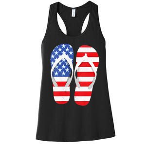 Womens American Flag Flip Flops Comfortable Slippers Flip Flops Women's Racerback Tank