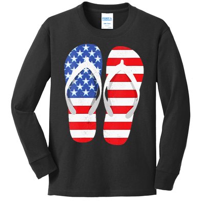 Womens American Flag Flip Flops Comfortable Slippers Flip Flops Kids Long Sleeve Shirt