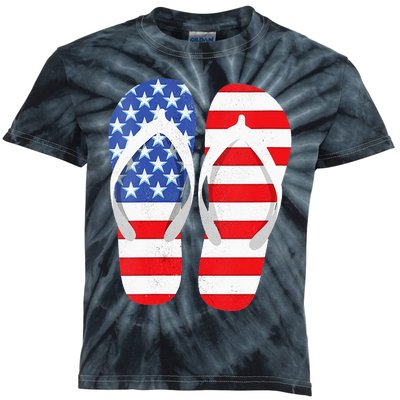 Womens American Flag Flip Flops Comfortable Slippers Flip Flops Kids Tie-Dye T-Shirt