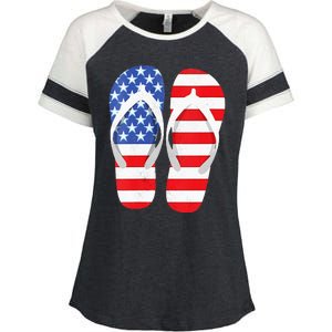 Womens American Flag Flip Flops Comfortable Slippers Flip Flops Enza Ladies Jersey Colorblock Tee