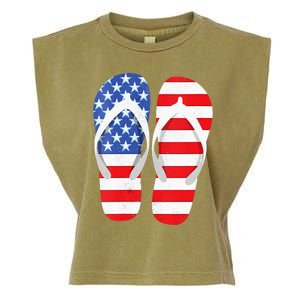 Womens American Flag Flip Flops Comfortable Slippers Flip Flops Garment-Dyed Women's Muscle Tee