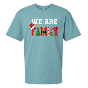 We Are Family Christmas Pajamas Funny Matching Xmas 2024 Sueded Cloud Jersey T-Shirt