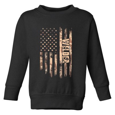 Welder American Flag Gift Welding Toddler Sweatshirt