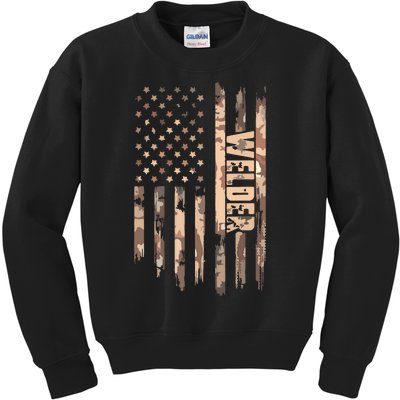 Welder American Flag Gift Welding Kids Sweatshirt