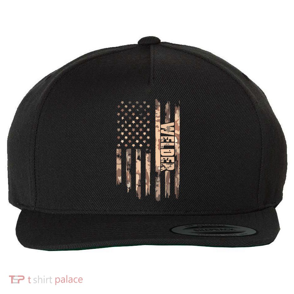 Welder American Flag Gift Welding Wool Snapback Cap