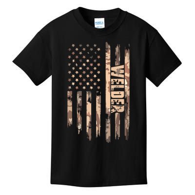 Welder American Flag Gift Welding Kids T-Shirt