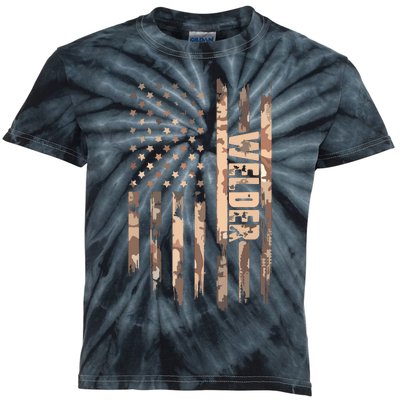 Welder American Flag Gift Welding Kids Tie-Dye T-Shirt