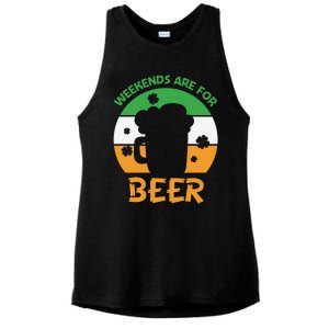 Weekends Are For Beer Funny Drinking Ladies PosiCharge Tri-Blend Wicking Tank