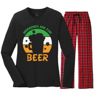 Weekends Are For Beer Funny Drinking Women's Long Sleeve Flannel Pajama Set 