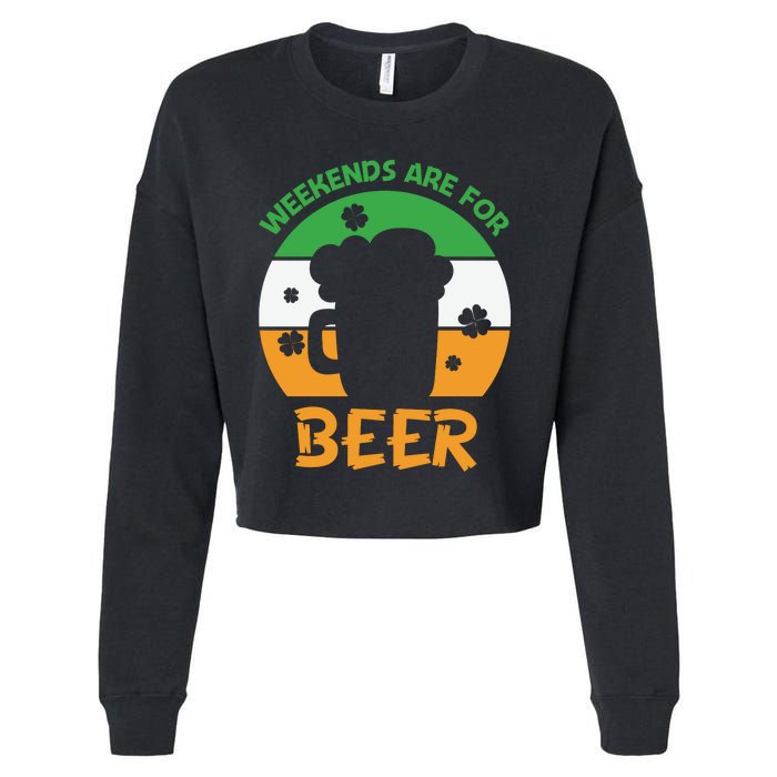 Weekends Are For Beer Funny Drinking Cropped Pullover Crew