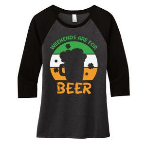 Weekends Are For Beer Funny Drinking Women's Tri-Blend 3/4-Sleeve Raglan Shirt