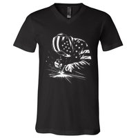 Welder American Flag Usa Patriotic Welding Welder V-Neck T-Shirt