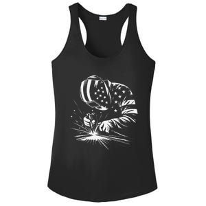 Welder American Flag Usa Patriotic Welding Welder Ladies PosiCharge Competitor Racerback Tank