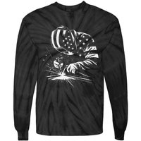 Welder American Flag Usa Patriotic Welding Welder Tie-Dye Long Sleeve Shirt