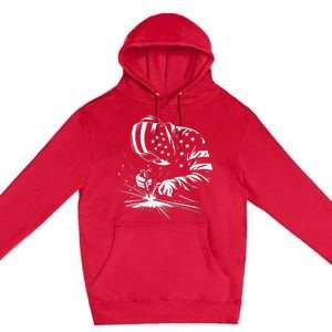 Welder American Flag Usa Patriotic Welding Welder Premium Pullover Hoodie