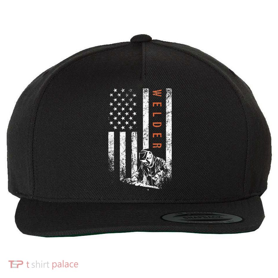 Welder American Flag Design Welding Wool Snapback Cap