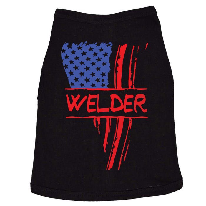 Welder American Flag Welding Gift Triangular Usa Patriotic Doggie Tank