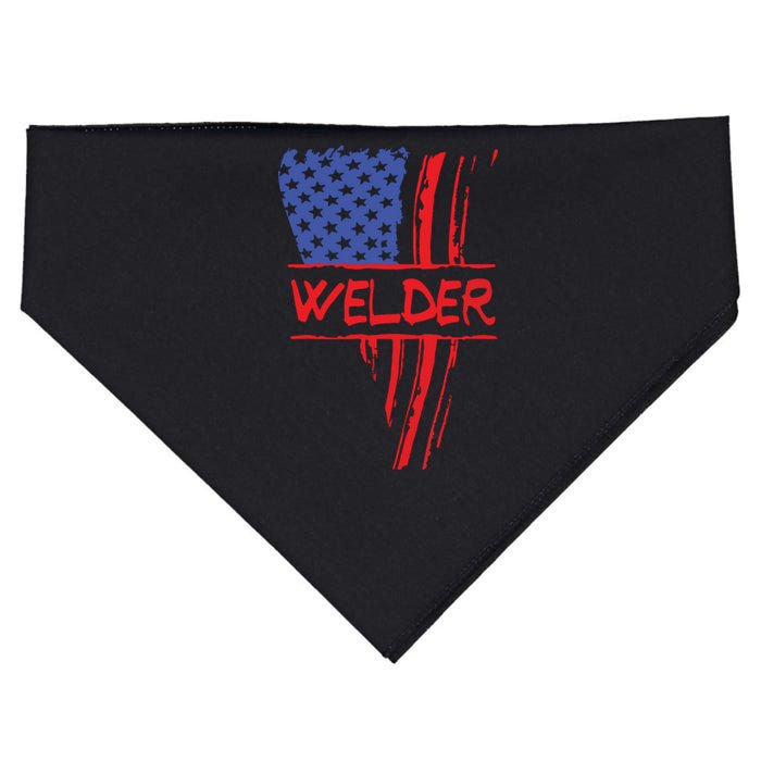 Welder American Flag Welding Gift Triangular Usa Patriotic USA-Made Doggie Bandana