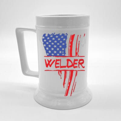 Welder American Flag Welding Gift Triangular Usa Patriotic Beer Stein