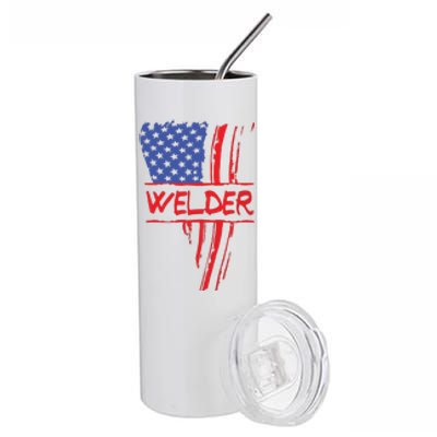 Welder American Flag Welding Gift Triangular Usa Patriotic Stainless Steel Tumbler