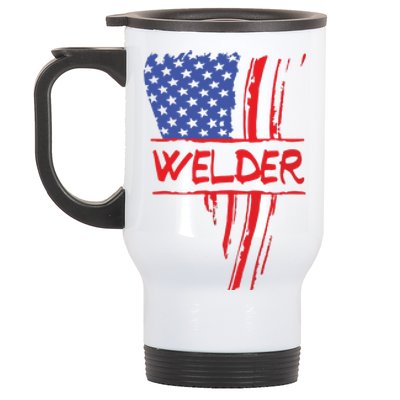 Welder American Flag Welding Gift Triangular Usa Patriotic Stainless Steel Travel Mug