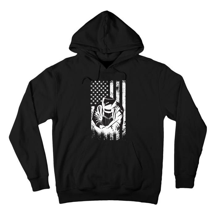 Welder american flag welding and welder motif Tall Hoodie