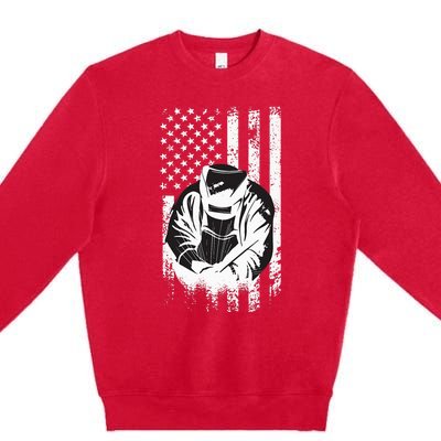 Welder american flag welding and welder motif Premium Crewneck Sweatshirt