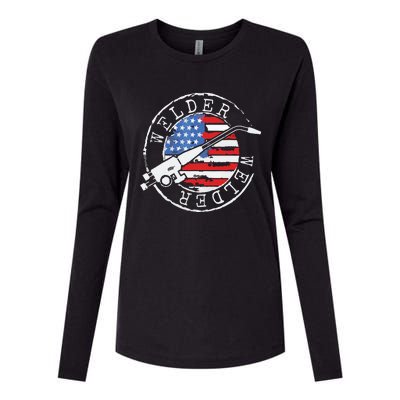 Welder American Flag Welding Gift Usa Patriotic Retro Helmet Womens Cotton Relaxed Long Sleeve T-Shirt