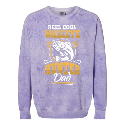 Walleye Angler Fisher And Fishing Dad Gift Colorblast Crewneck Sweatshirt