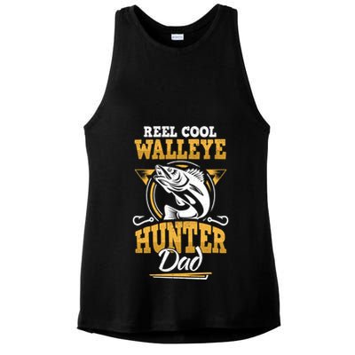 Walleye Angler Fisher And Fishing Dad Gift Ladies PosiCharge Tri-Blend Wicking Tank