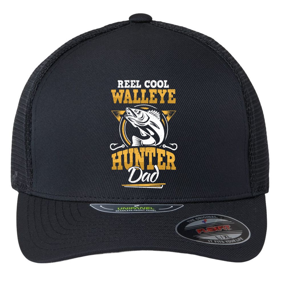 Walleye Angler Fisher And Fishing Dad Gift Flexfit Unipanel Trucker Cap