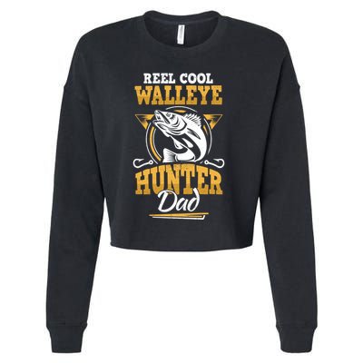 Walleye Angler Fisher And Fishing Dad Gift Cropped Pullover Crew