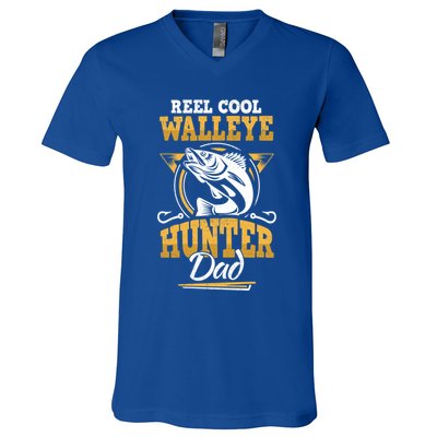 Walleye Angler Fisher And Fishing Dad Gift V-Neck T-Shirt