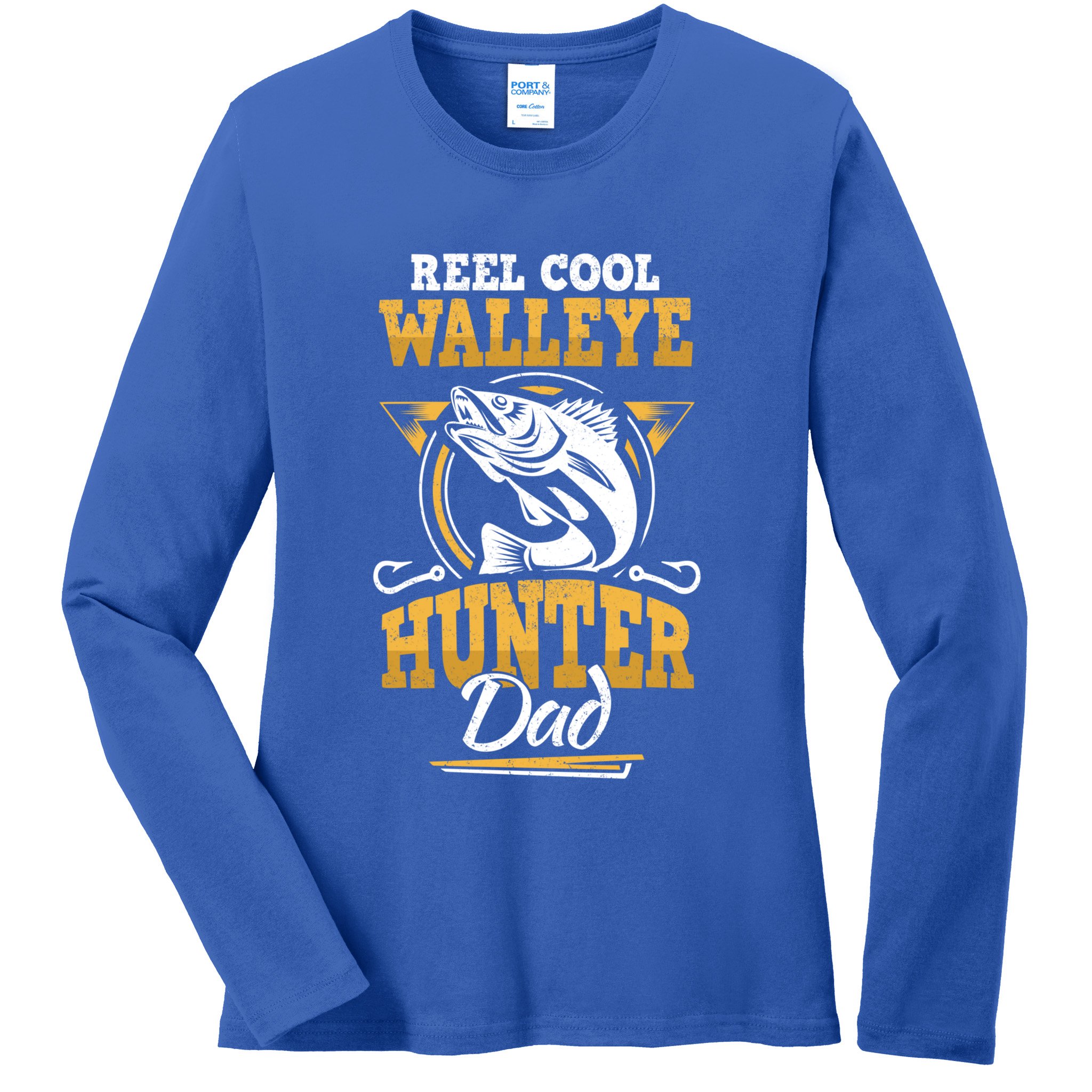 Walleye Angler Fisher And Fishing Dad Gift Ladies Long Sleeve Shirt