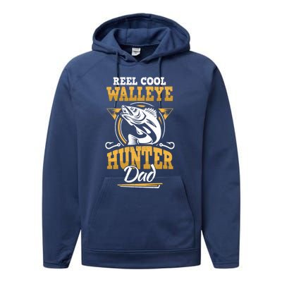 Walleye Angler Fisher And Fishing Dad Gift Performance Fleece Hoodie