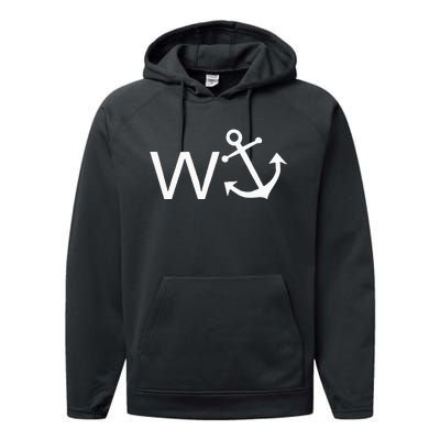 W Anchor Funny Wanker Jerk Funny Slang Performance Fleece Hoodie