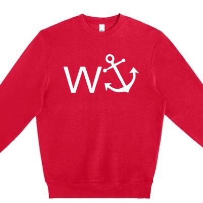 W Anchor Funny Wanker Jerk Funny Slang Premium Crewneck Sweatshirt