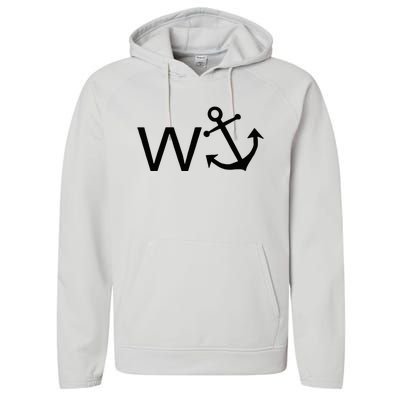 W Anchor Funny Wanker Jerk Funny Slang Performance Fleece Hoodie